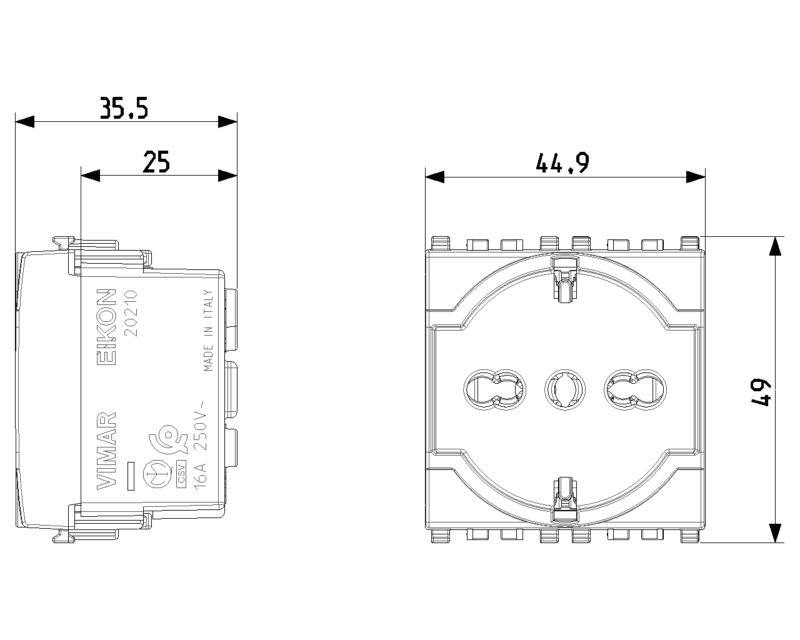 2P+E 16A universal outlet grey - Image 2