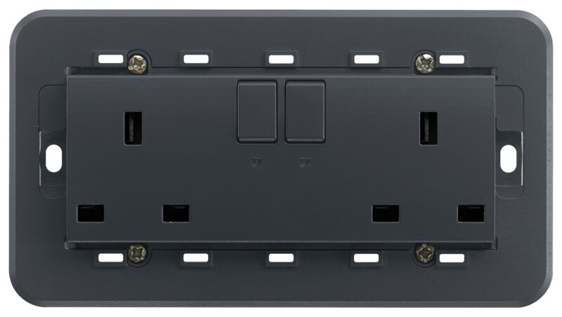 Two switch.2P+E 13A English outlet grey