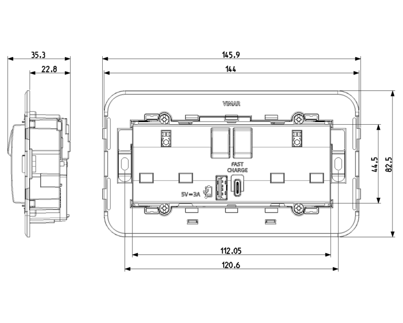 2 2P+E13ABS socket+switch+A/C-USB grey - Image 2