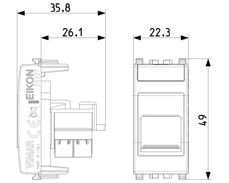 RJ45 Cat6 UTP outlet+cover grey - Image 2