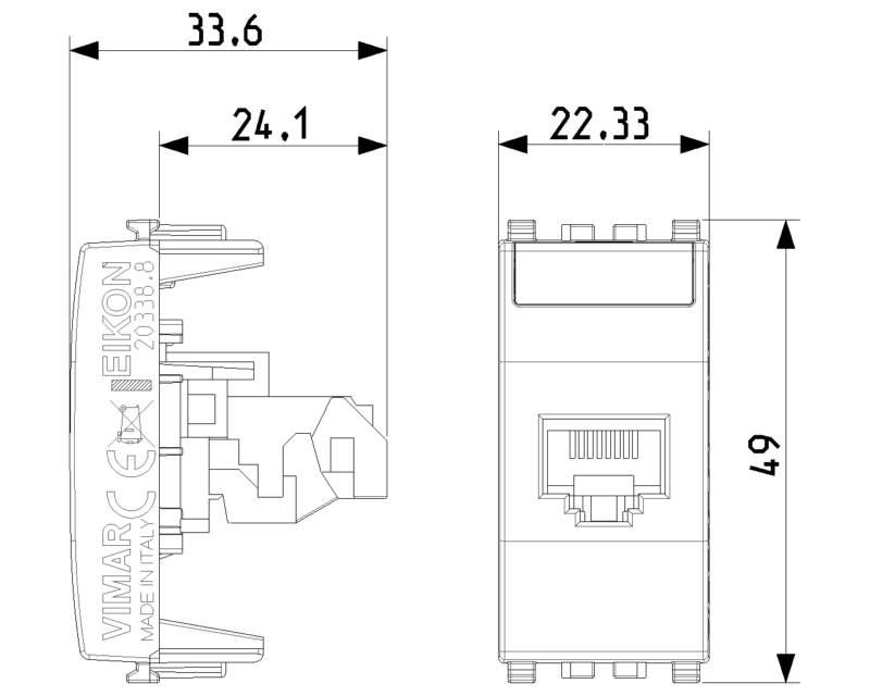 RJ45 Cat5e Netsafe UTP outlet grey - Image 2