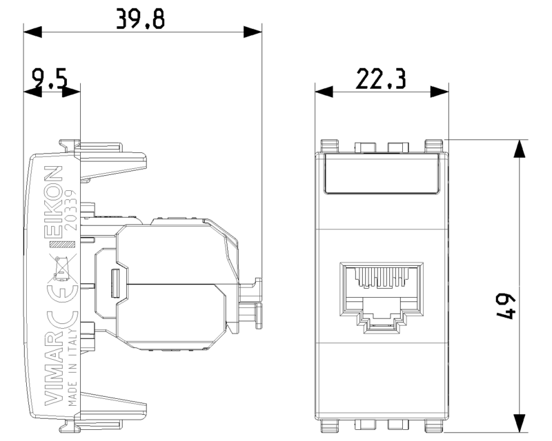 RJ45 Cat6A Netsafe UTP outlet grey - Image 2