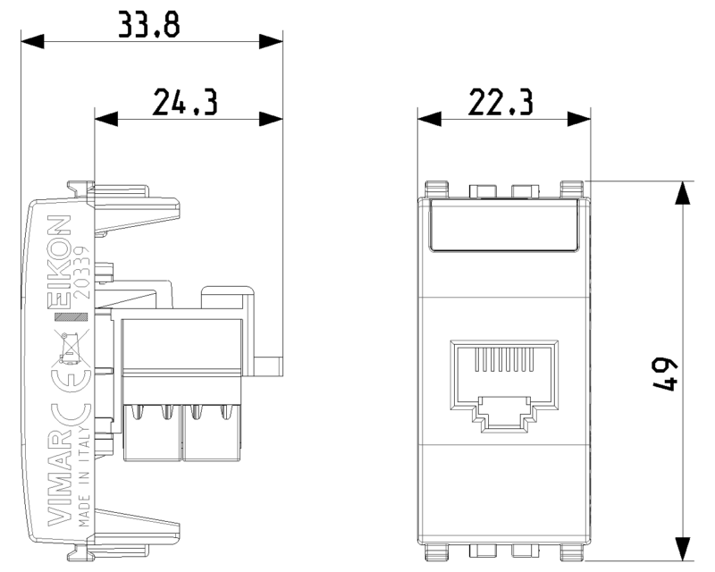 RJ45 Cat6 Netsafe UTP110 outlet grey - Image 2