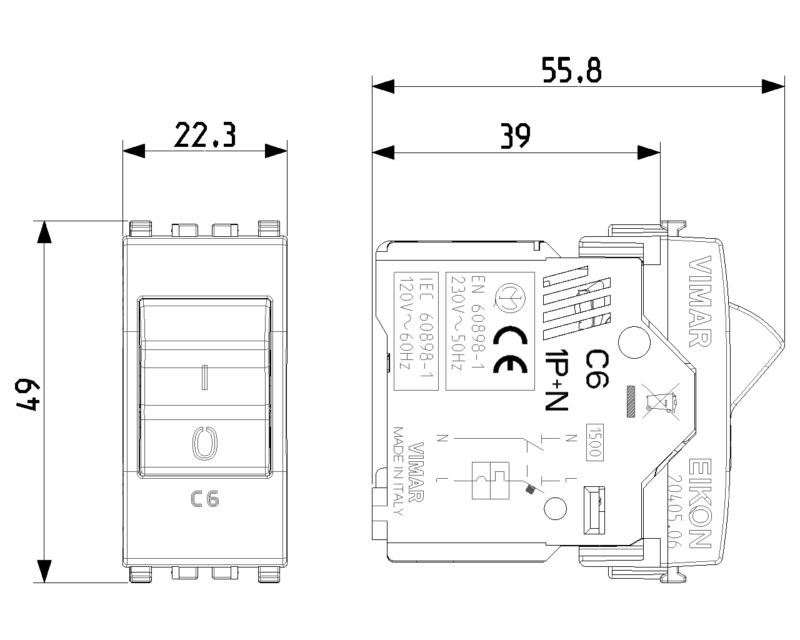 1P+N C6 120-230V CB grey - Image 2