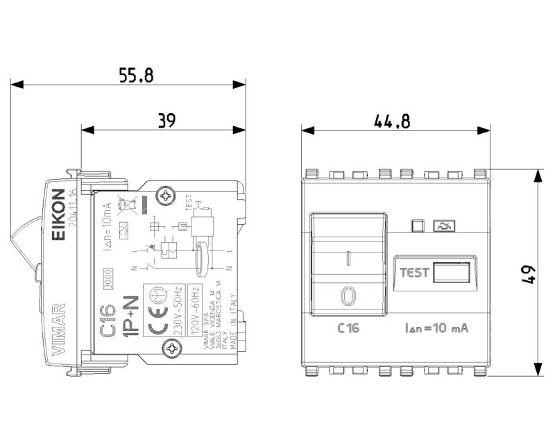 1P+N C16 10mA RCBO grey - Image 2