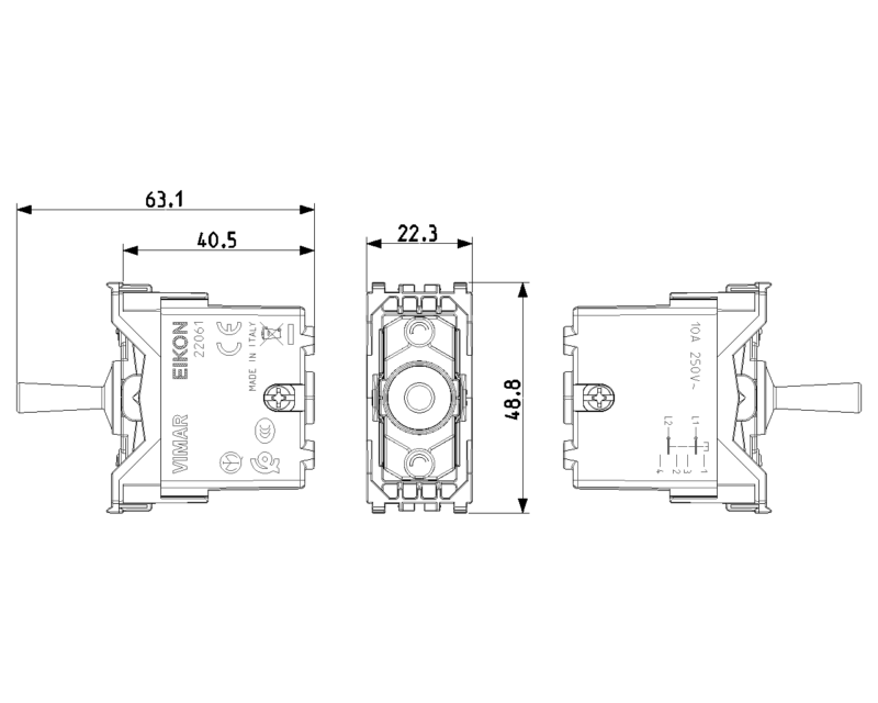 2P 10A 2-way push button Vintage white - Image 2