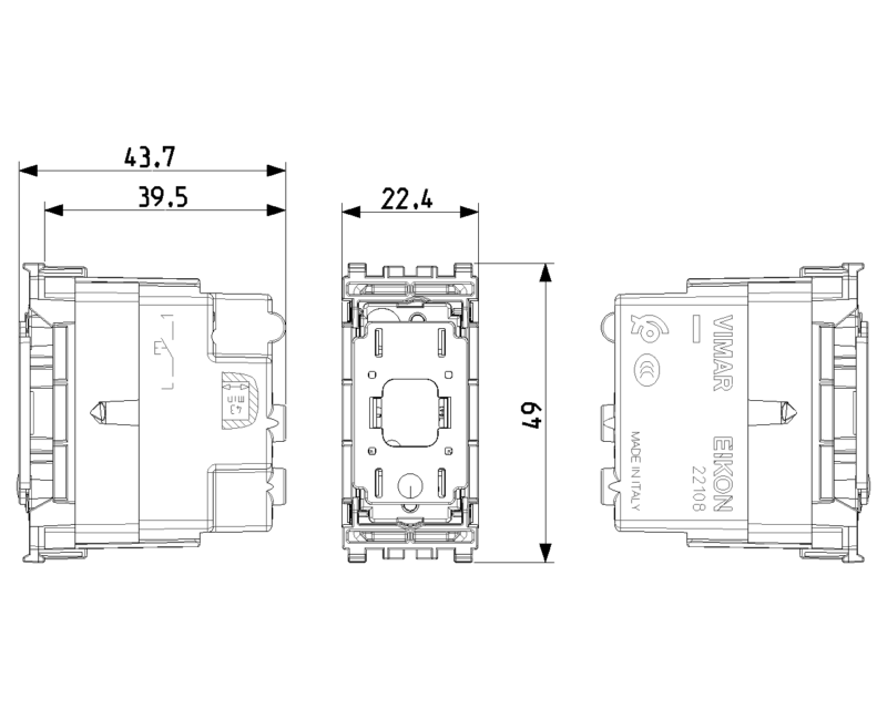 Axial 1P NO 10A push button mechan.Flat - Image 2