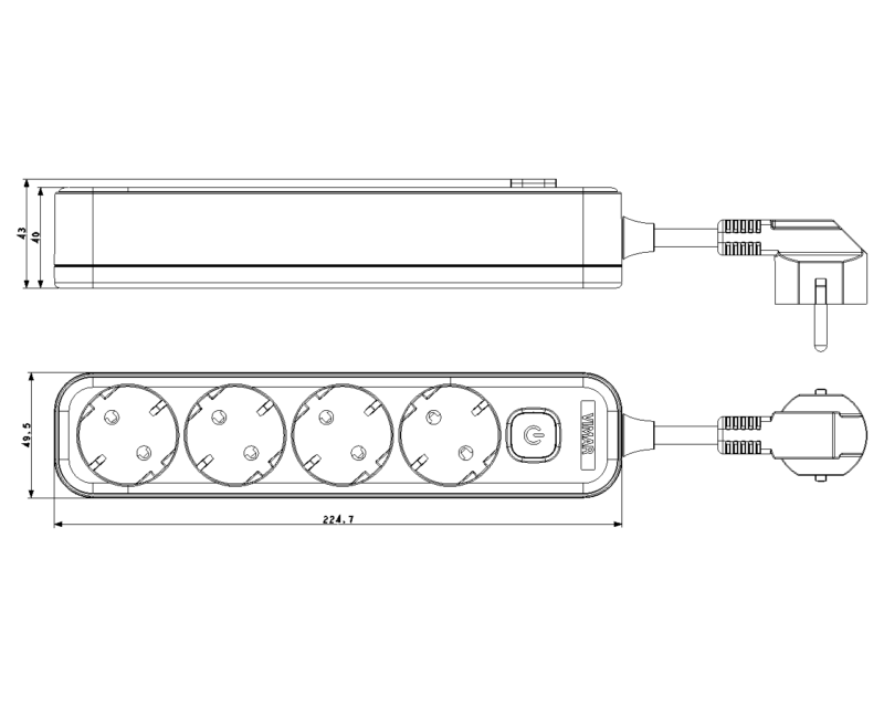 Multi-outlet 4Schuko+switch 3m white - Image 2