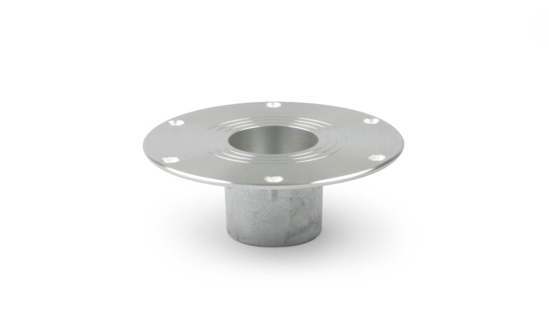 Flushmount base Ø 76 mm, Alu, anodised, Ø220 mm, 76 mm build-in depth (for table pedestals only)