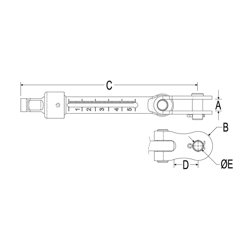 Calibrated Turnbuckle Body & Lock Nut, 5/16" Thread - Image 2